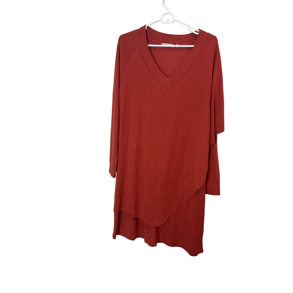 Soft Surroundings Dress Womens Medium Red Layered Asymmetrical T-Shirt Knit